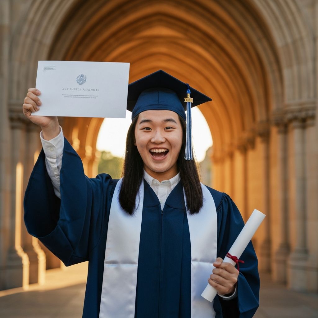Étudiant célébrant son admission